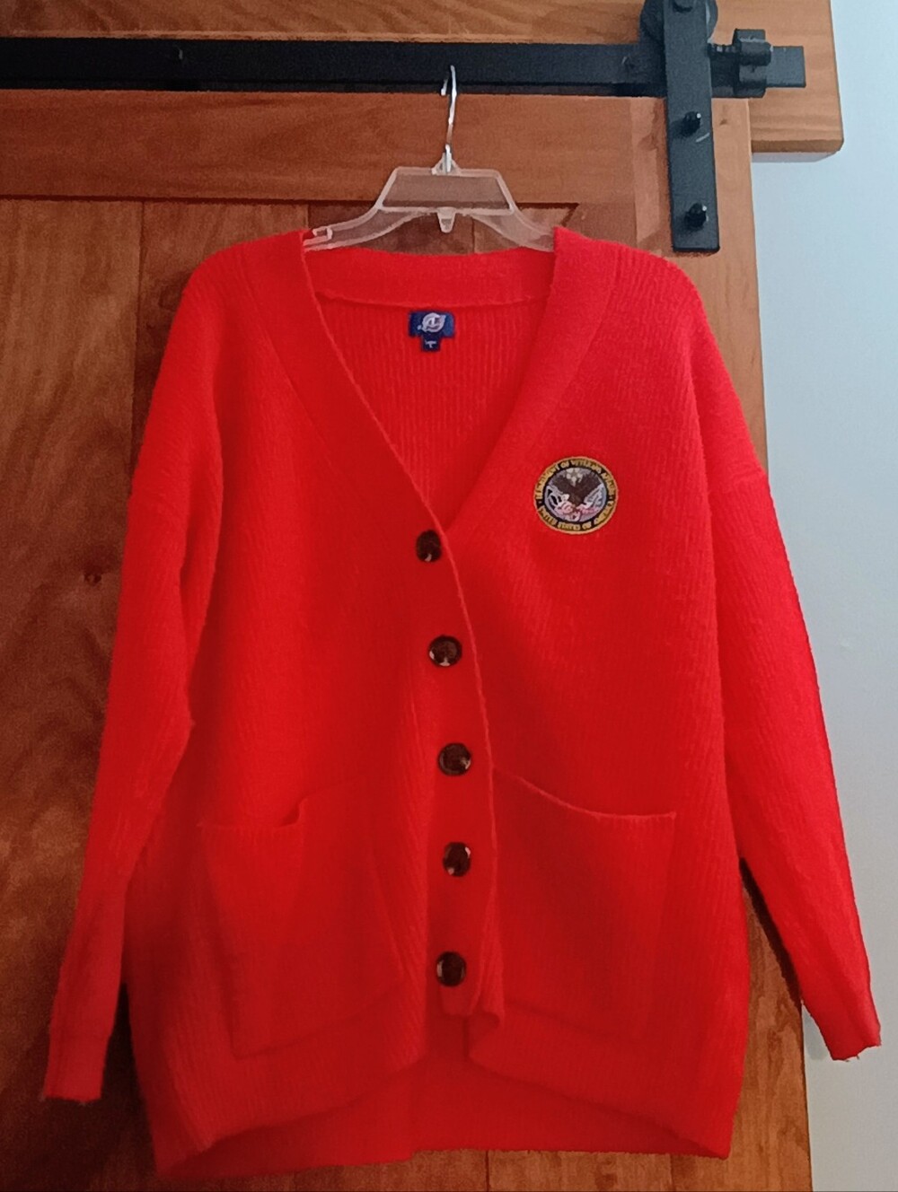 Red V-neck Cardigan Sweater - Large